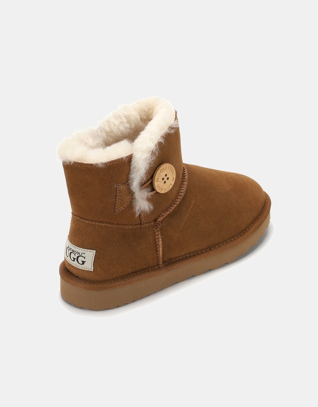 AusWooli Ugg Boots - Cabarita Sheepskin Chic Short Button Boots
