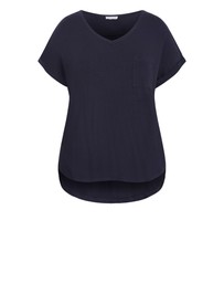 City Chic - Plus size Kiran Hi-Lo Tee - navy