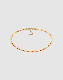 Elli Jewelry - Anklet Glass Beads Colorful with Freshwater Cultured Pearls in 925 Sterling Silver Gold Plated