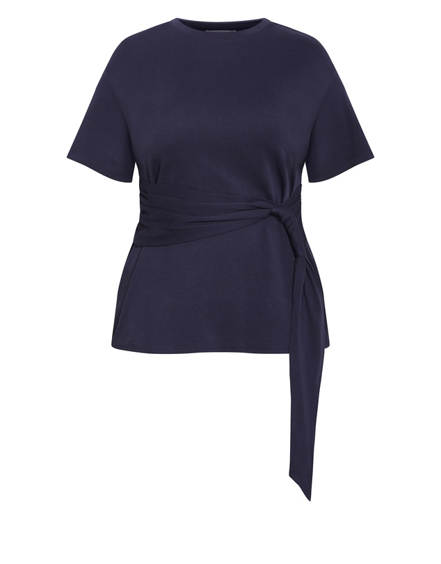 City Chic - Plus size Gina Waist Detail Top - navy