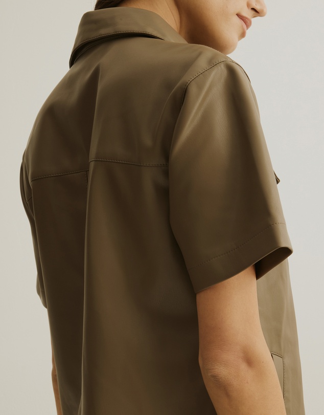 Atmos&Here - PU Mini Shirt Dress