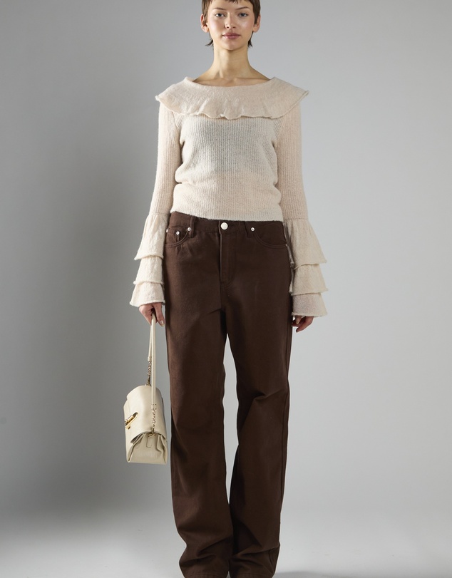 Glamorous - Boatneck bell sleeve ruffle jumper