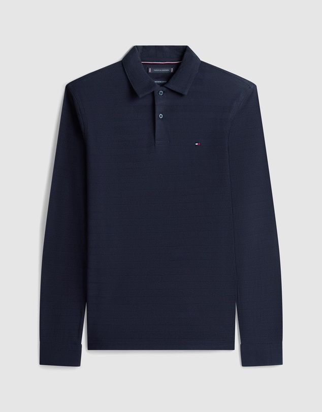 Tommy Hilfiger - Herringbone Jacquard Long Sleeve Polo Shirt