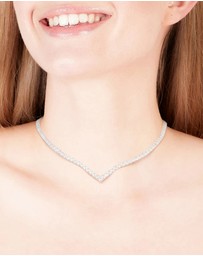 Lovisa - Silver Cubic Zirconia Cup Chain Pointed Tennis Necklace