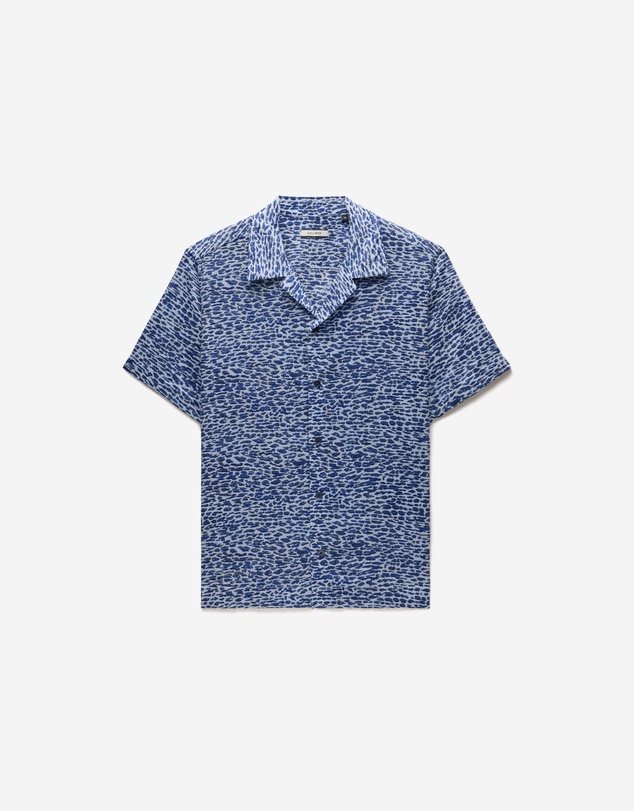 Calibre - Leopard Print Short Sleeved Shirt Blue