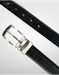 DENTS - Heritage Reversible Gloss Full Grain Leather Belt with Satin Nickel Buckle