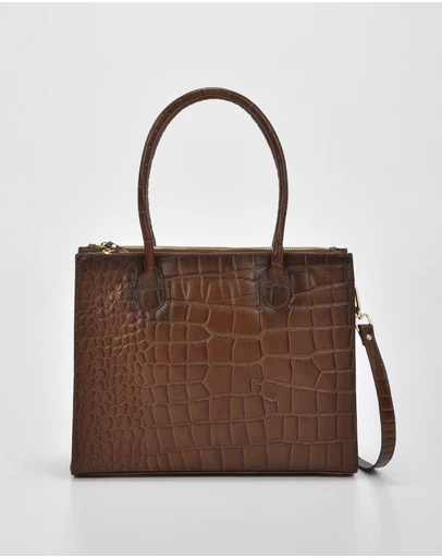 Cobb & Co - Waverley Croc Leather Dual Section Business Tote