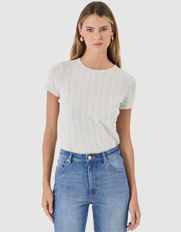 Rolla's - Pointelle Classic Tee - Grey Marle