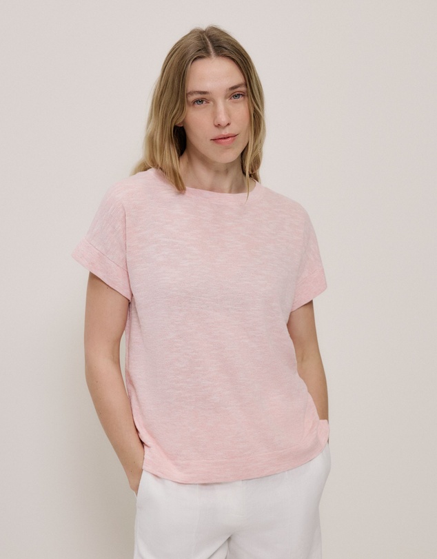 Trenery - Linen Cotton Relaxed Knit T-shirt in Blossom Pink