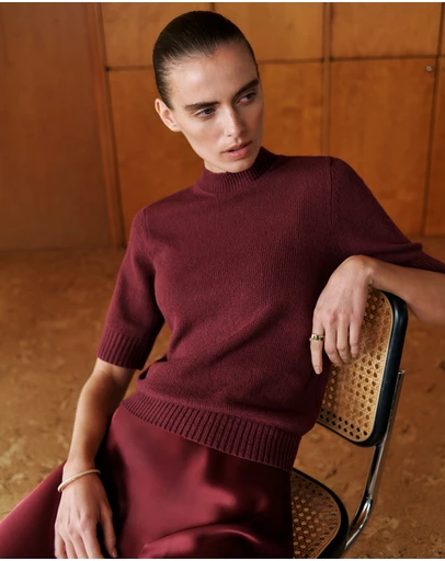 Trenery - Boucle Mock Neck in Auburn