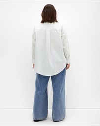 City Chic - Chiara Stripe Cotton Longline Shirt