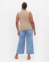 City Chic - Plus size Ally Tank Top - stone