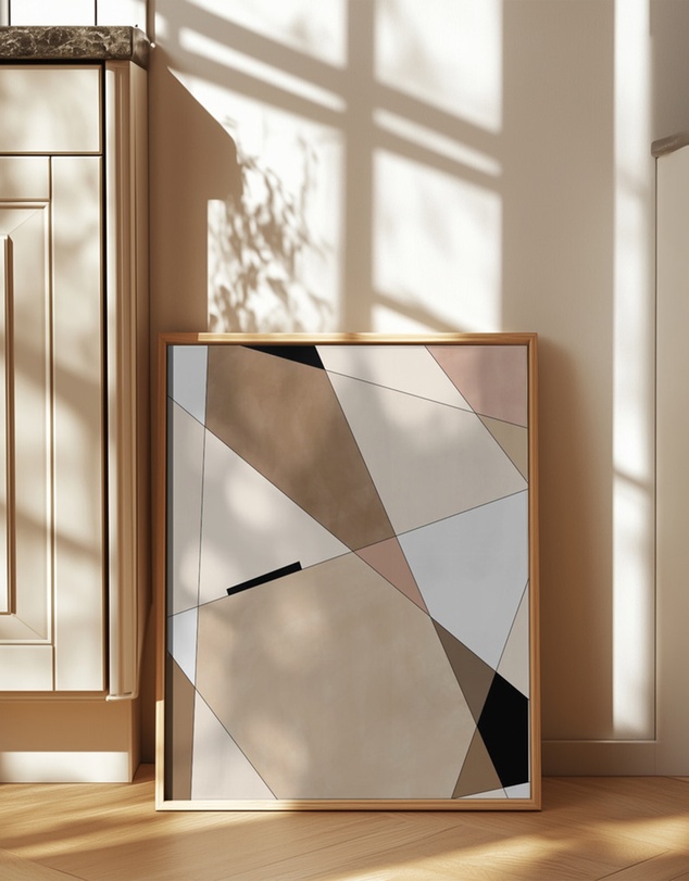 Olive et Oriel - Geometric Beige Art No.1 by Elena Ristova Art Print