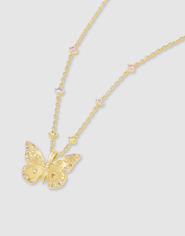 Wanderlust + Co - Butterfly Rainbow & Gold Necklace