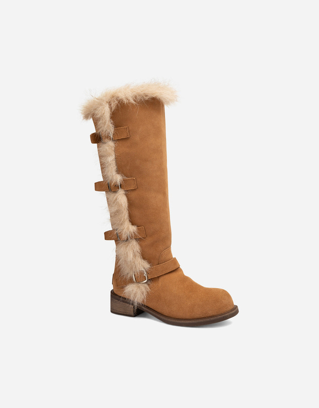 Ozwear Connection Uggs - UGG Fur Trim Buckle Long Boot