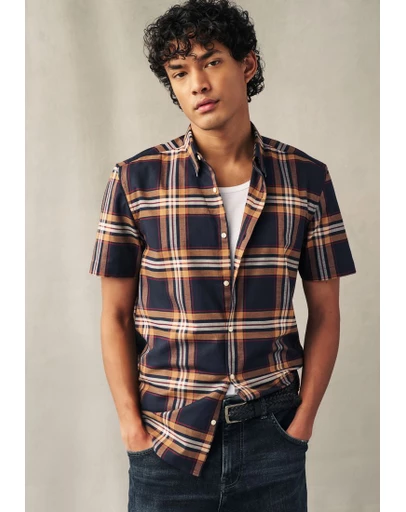 NEXT - Stretch Oxford Check Short Sleeve Shirt