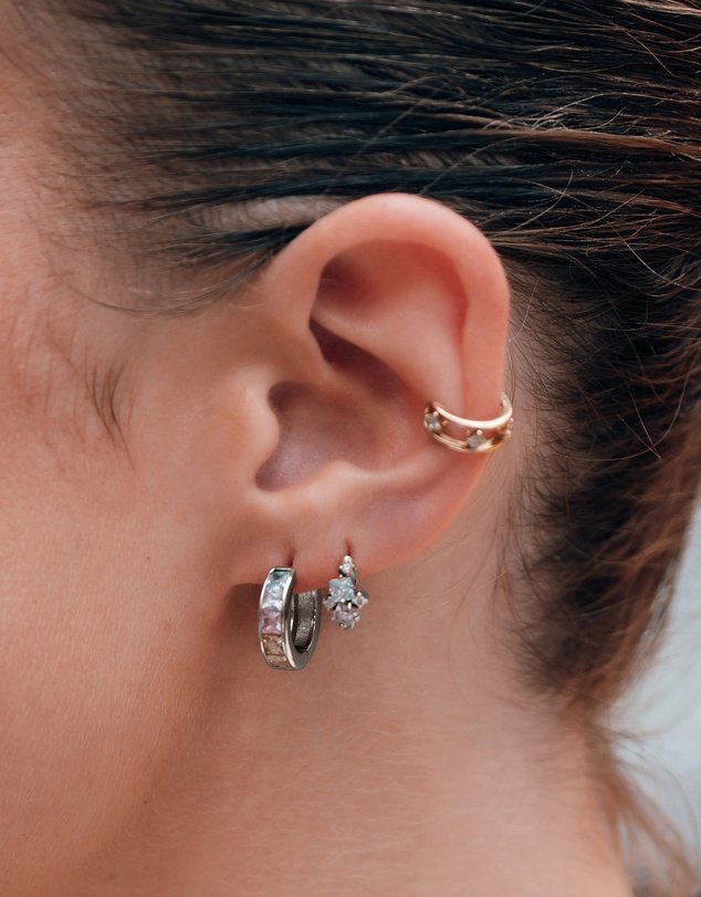 Wanderlust + Co - Rainbow Gem Silver 10mm Huggie Earrings