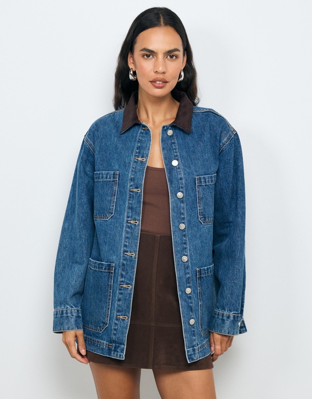AERE - Denim Contrast Collar Jacket
