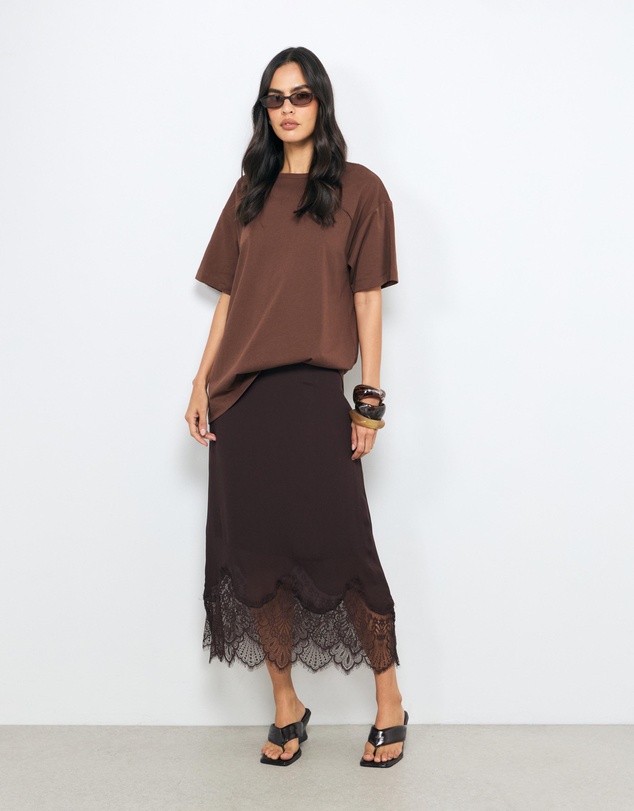 AERE - Alina Lace Trim Slip Skirt