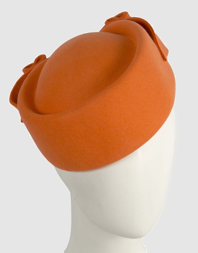 Max Alexander - Felt Orange Pillbox Hat