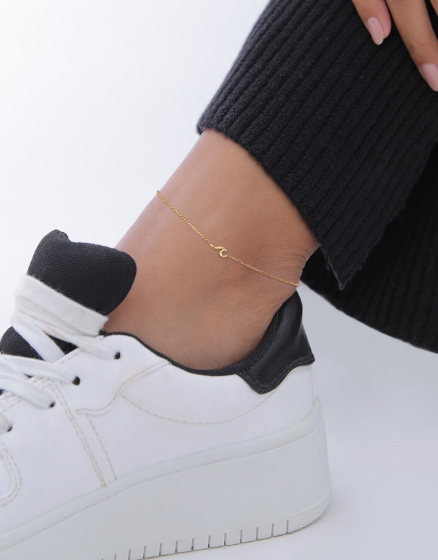 Elli Jewelry - Wave Charm Anklet in Gold-Plated 925 Silver