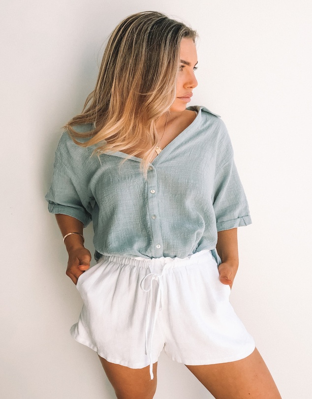 Esther & Co - Fraise Top - Faded Teal