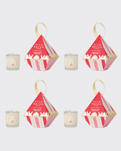 Palm Beach Collection - 4 Pack Hanging Bauble Mini Candle 50g Velvet Berry