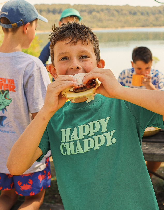 Skwosh - Happy Chappy Boys Regular Tee in Green