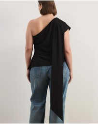 Atmos&Here Curvy - Charlotte One Shoulder Scarf Top