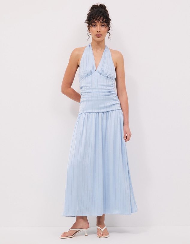 Calli - Sayer Satin Midi Halter Dress