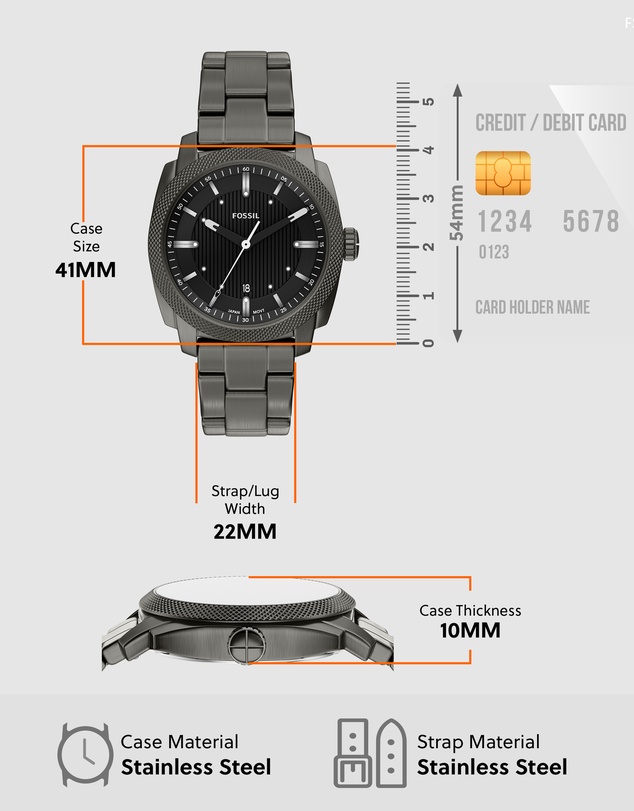 Fossil - Machine Gun-Metal Analogue Watch