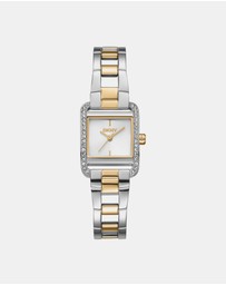 DKNY - Mini Two-Tone 21x27mm Silver Dial Womens Watch + Gold Bracelet