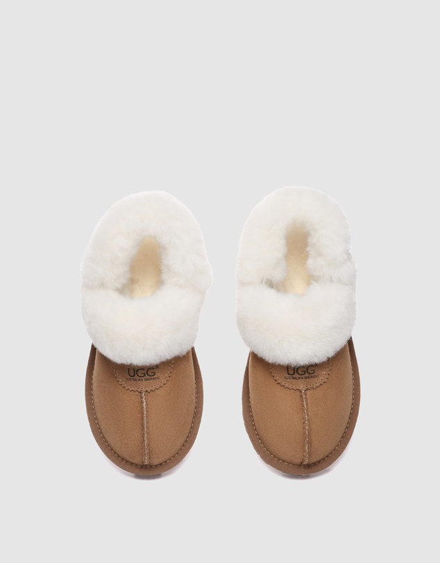 EVERAU - Australian Shepherd Ugg Waffle Fluffy Double Faced Sheepskin Upper House Shoes