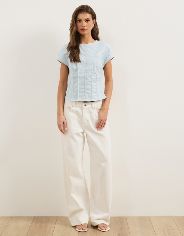 Atmos&Here - Ada Panelled Linen Blend Top