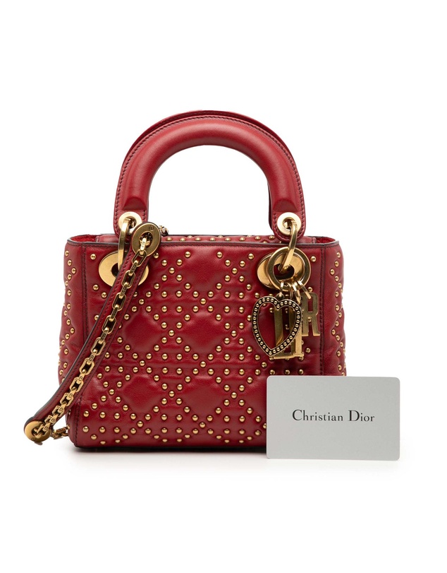 Pre-Loved by Azura Reborn - Pre-Loved Mini Lambskin Cannage Studded Supple Lady Dior