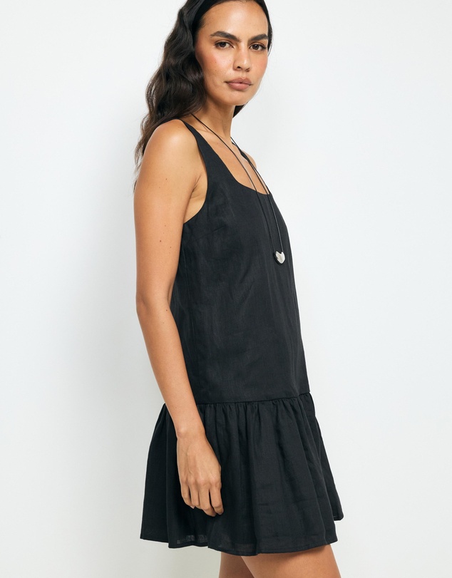AERE - Madilyn Drop Waist Linen Mini Dress