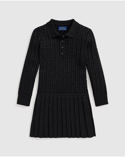 Polo Ralph Lauren - Metallic Mini-Cable Polo Sweater Dress - Kids