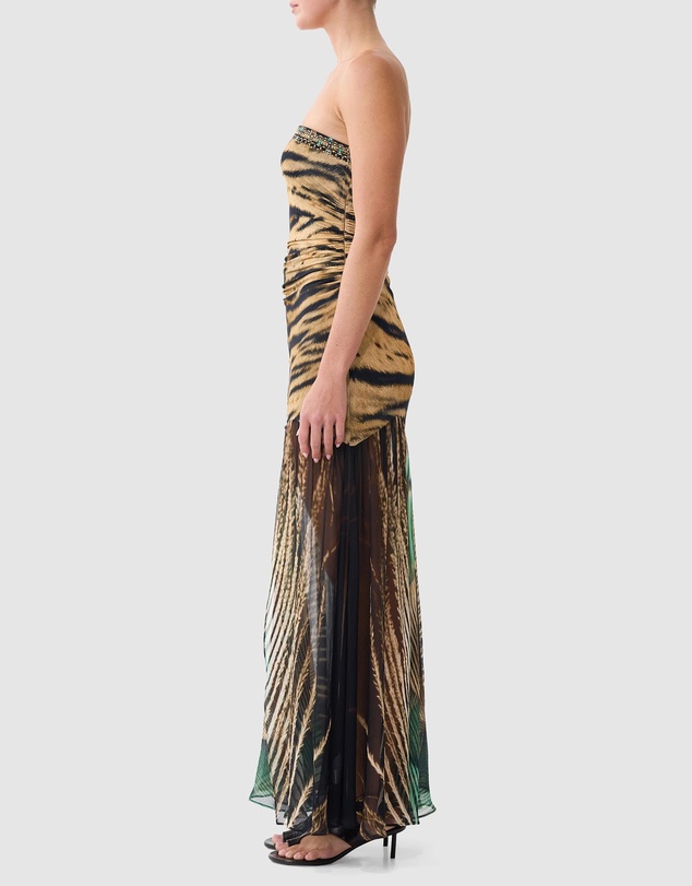 Camilla - Strapless Jersey Dress with Silk Panel