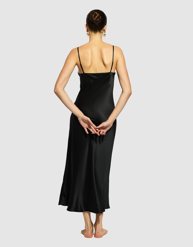 GINIA - Silk Long Nite V Neck