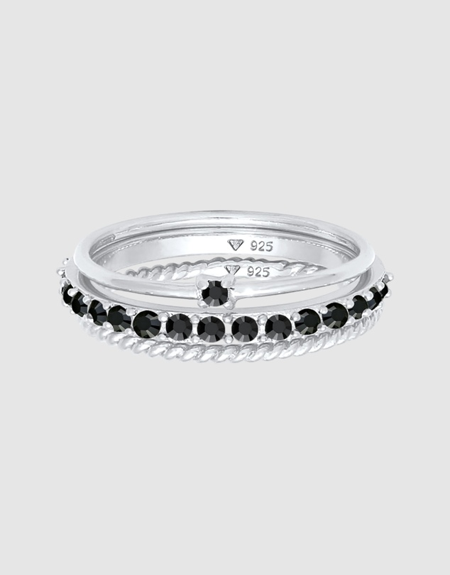 Elli Jewelry - Ring Set Crystal 925 Sterling Silver