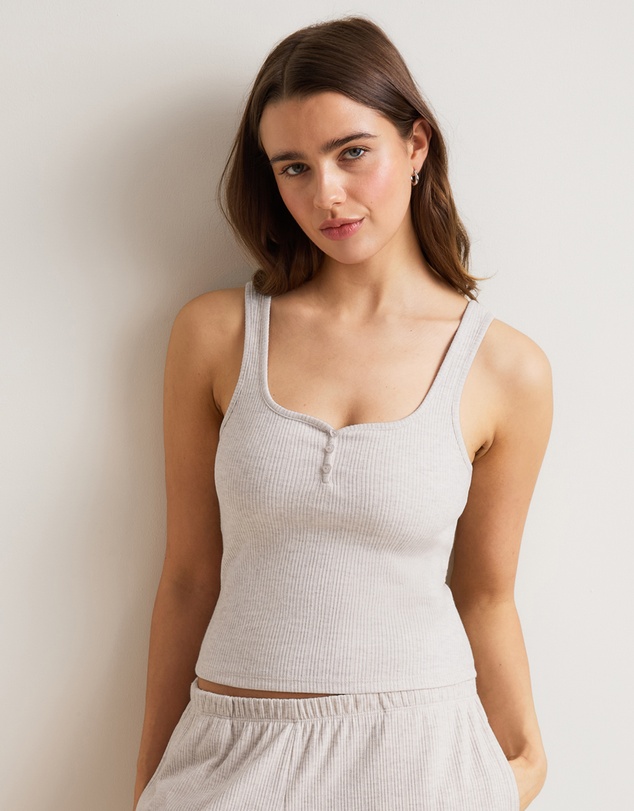 TALA - Soft Lounge Square Neck Button Tank