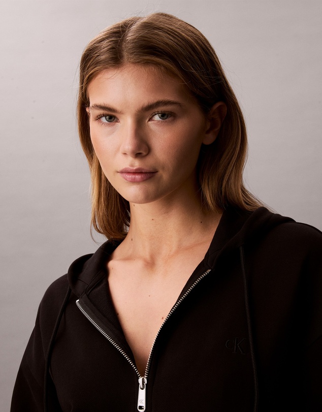 Calvin Klein Jeans - Cropped Monogram Zip-Up Hoodie