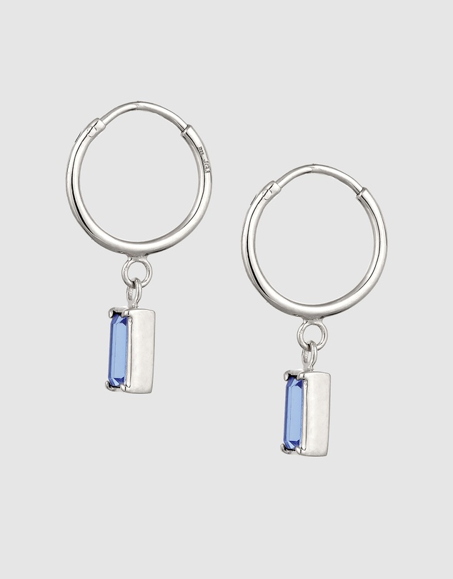 Elli Jewelry - Crystal Rectangle Hoop Earrings in 925 Silver