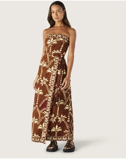 MOS The Label - Deia Print Strapless Dress