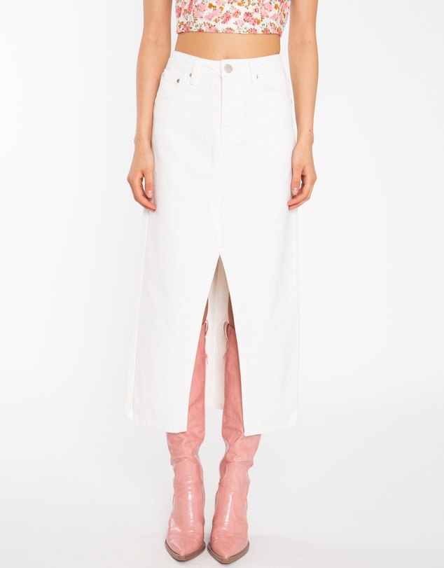 Glamorous - Center Split Denim Midi Skirt