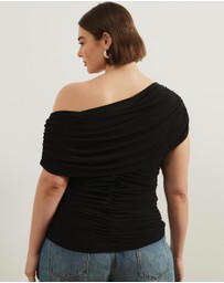 Atmos&Here Curvy - Winnie Off Shoulder Mesh Top