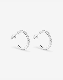 Michael Hill - Half Hoop Stud Earrings with Cubic Zirconia in Sterling Silver
