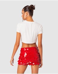 EDIKTED - Bowie Embroidered Cropped T-Shirt