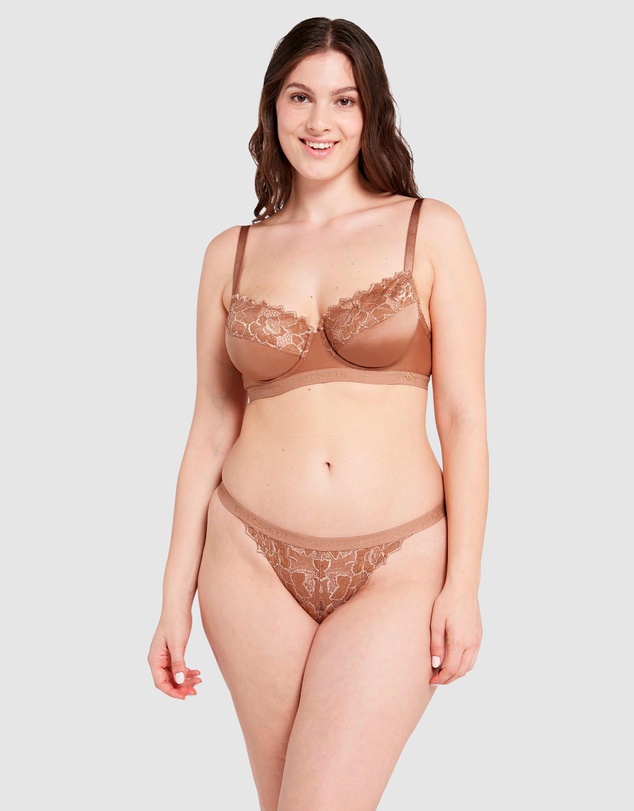 Sans Complexe - Arum Gloss Tanga Side Lace Hipster Brief