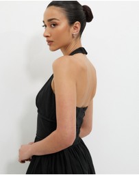 Calli - Contrast Bind Halter Midi Dress